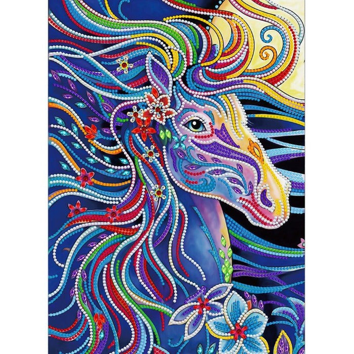 Luminous DIY 5D Crystal Rhinestone Diamond Painting Kit Horse Night