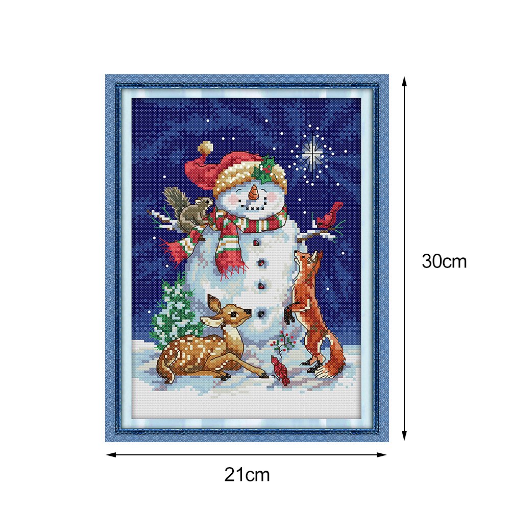 Ponto cruz estampado 14ct - Alce boneco de neve (30*21cm)