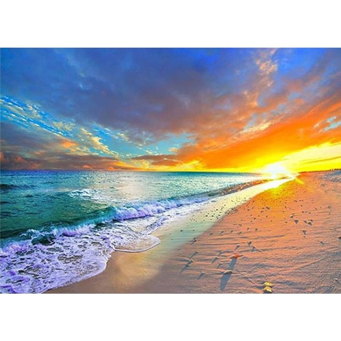Painting By Numbers Kit DIY Quiet Seaside Hand Painted Canvas Oil Art Picture