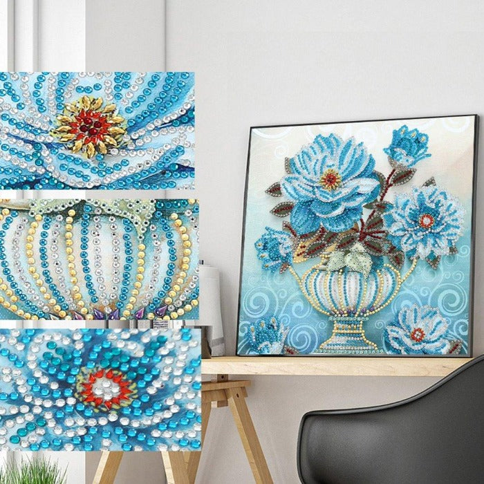 Flower Crystal Rhinestone Diamond Painting Material: canvas + rhinestone【Diamondpaintingsart】