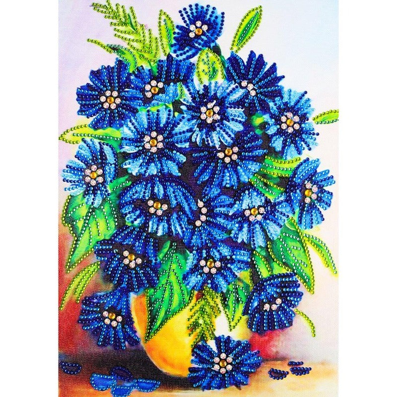 DIY 5D Crystal Rhinestone Diamond Painting Kit Blue Flower