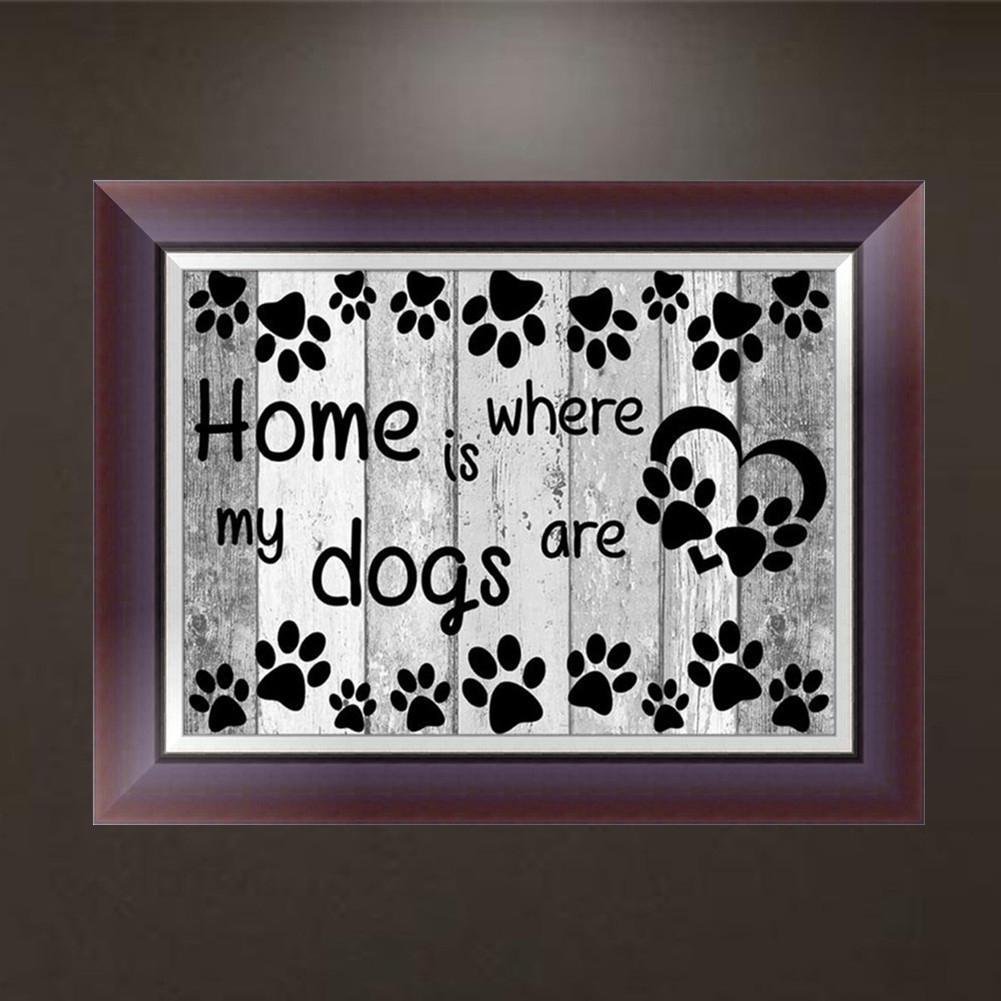 Diamond Painting - Partial Round - Letter Dog Paw