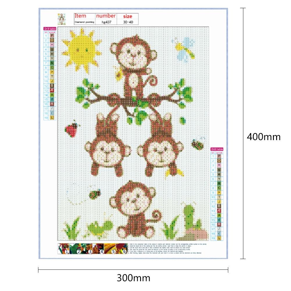Diamond Painting - Full Round - Monkey Family