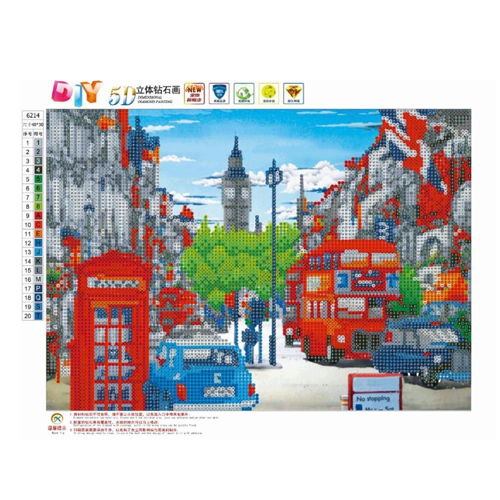 5D DIY Diamond Painting Kit - Partial Round - Street Crowed View