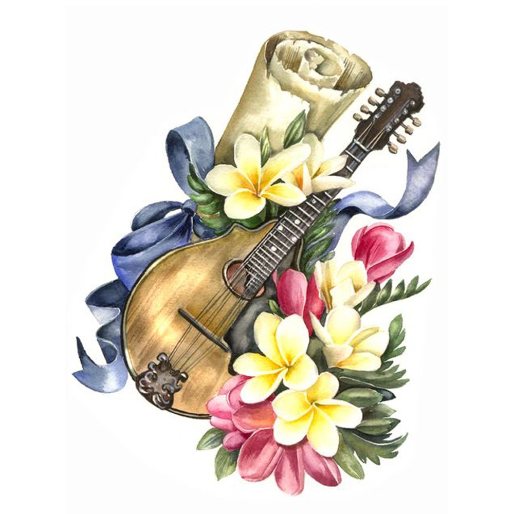 Diamond Mosaic Embroidery Kit Flower Musical Instrument