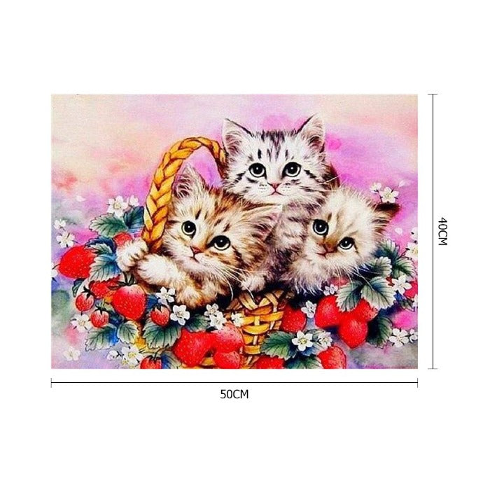 Painting By Numbers Kit DIY Strawberry Cats Oil Art Picture Craft Home Wall Decor