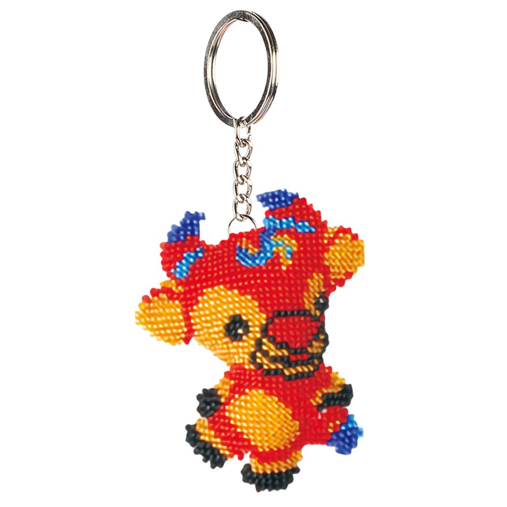 Stamped Beads Cross Stitch Keychain Cow