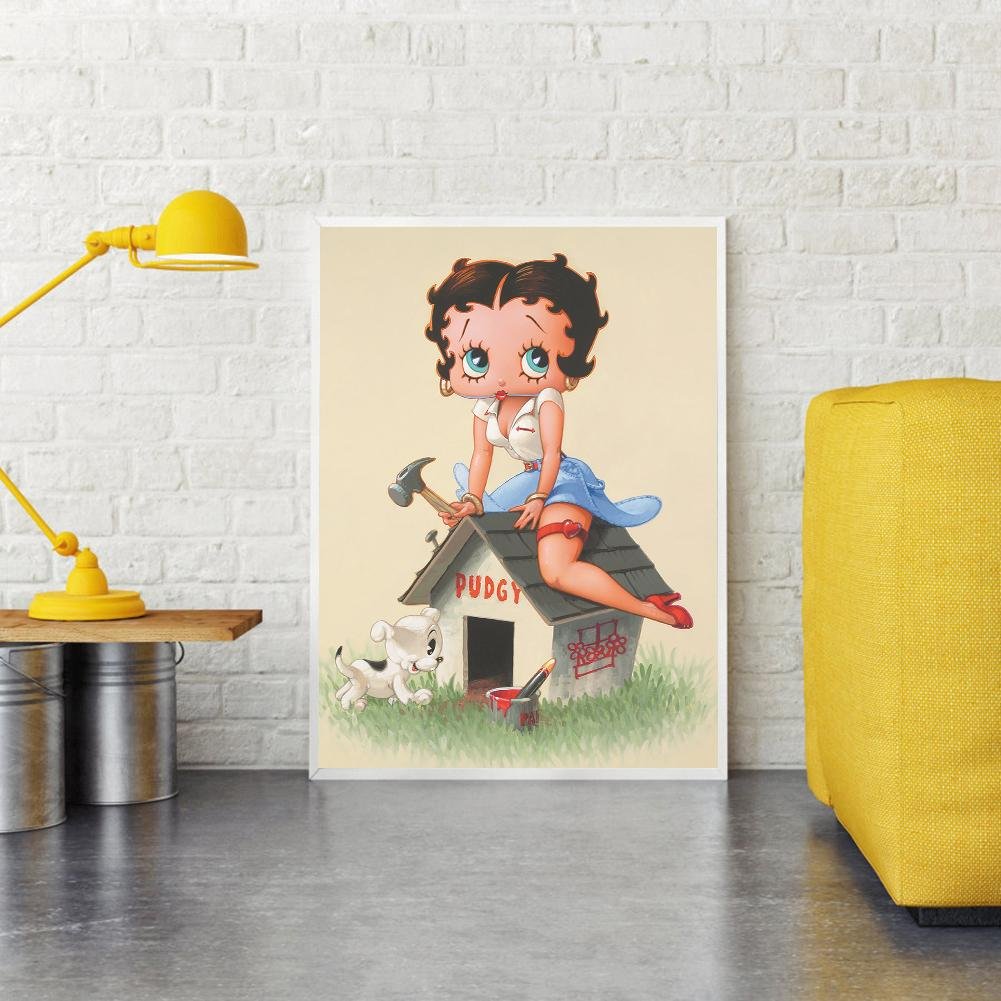 Diamond Painting - Full Round - Betty Boop Repairs The Dog Kennel