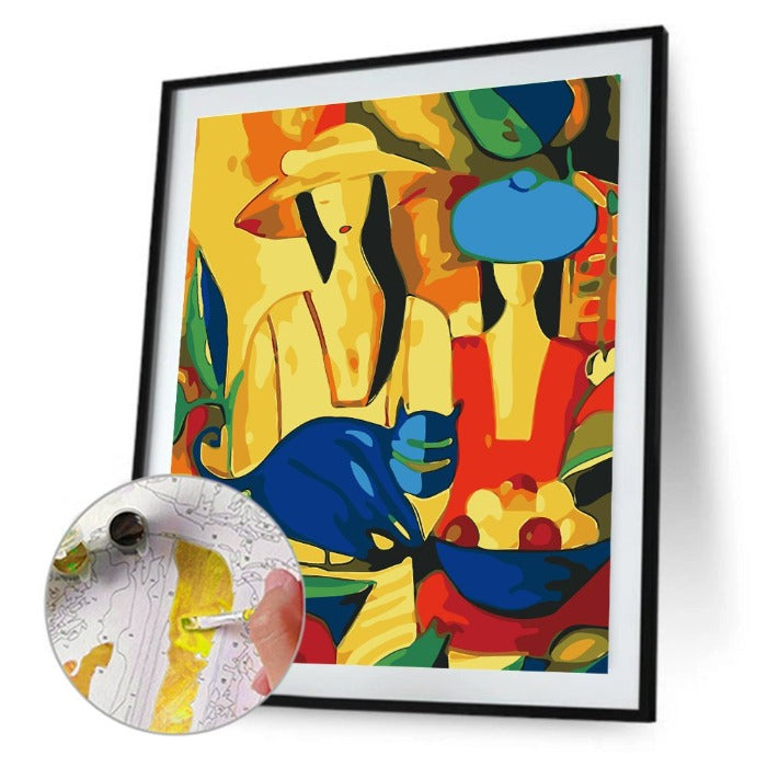 Oil Painting By Number Picture Acrylic Canvas Colorful Woman Wall Decor