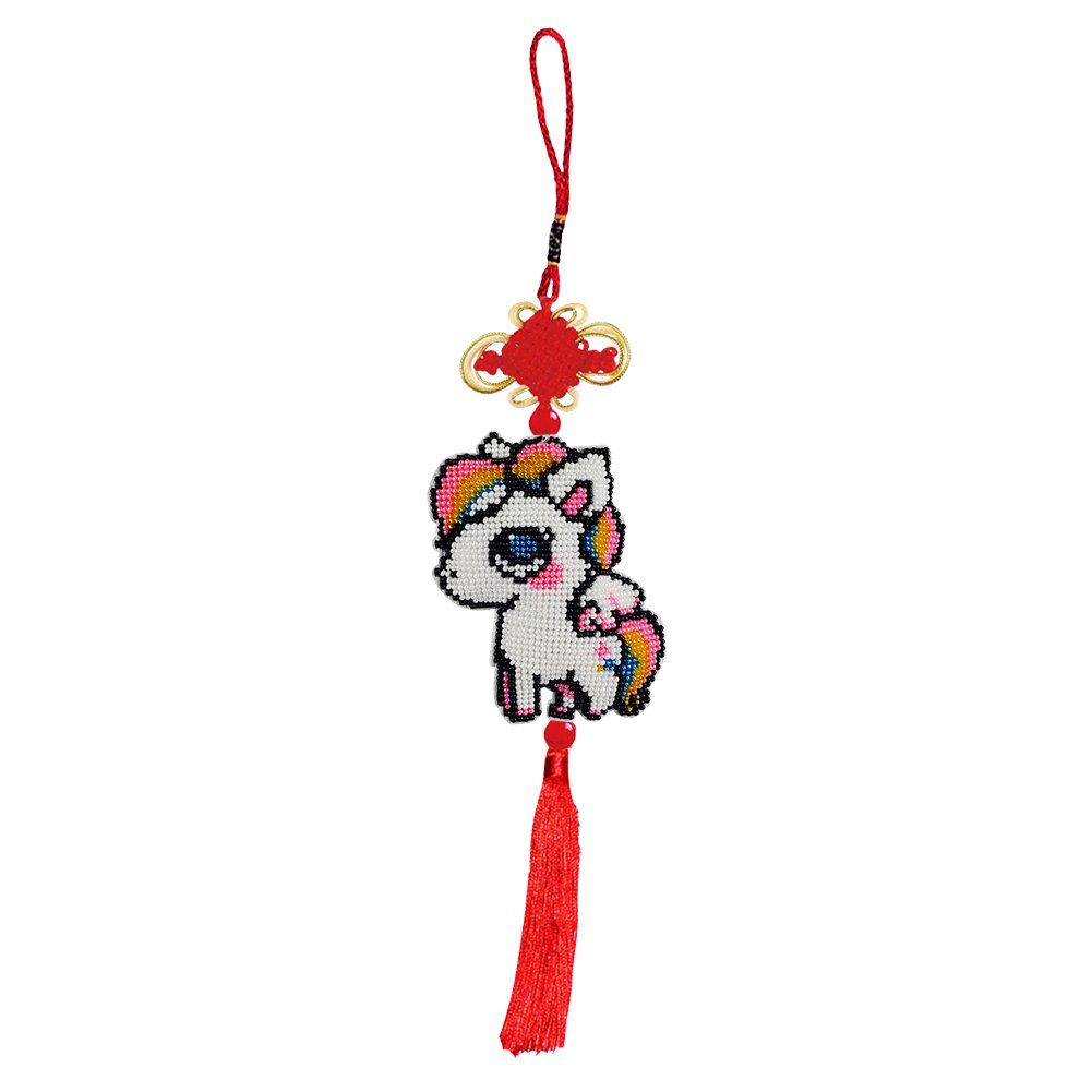 Horse Stamped Beads Cross Stitch Keychain