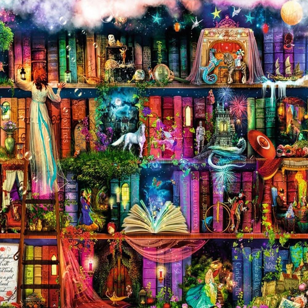 Diamond Painting - Full Round - Fantasy Books Shelf