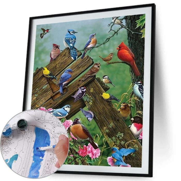 Resting Birds Hand Painted Canvas Oil Art Picture Craft Home Wall Decor