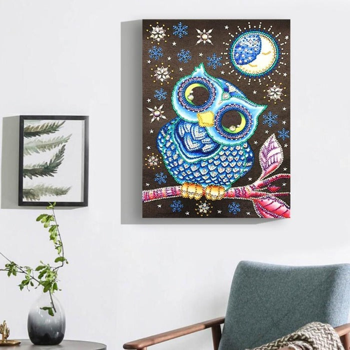 Mid Night DIY 5D Crystal Rhinestone Diamond Painting Kit Owl