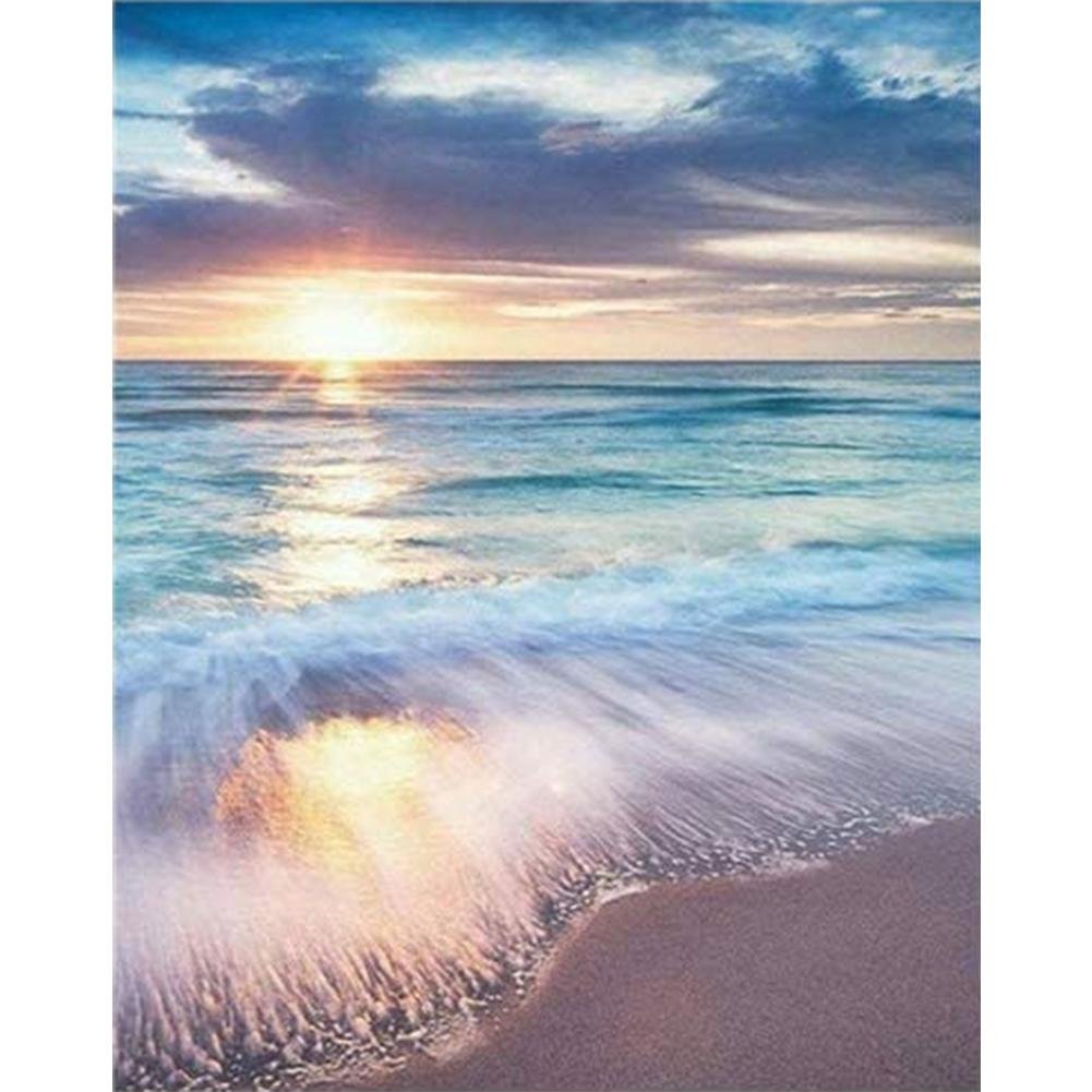 5D Diy Diamond Painting Kit Full Round Beads Sunrise Beach
