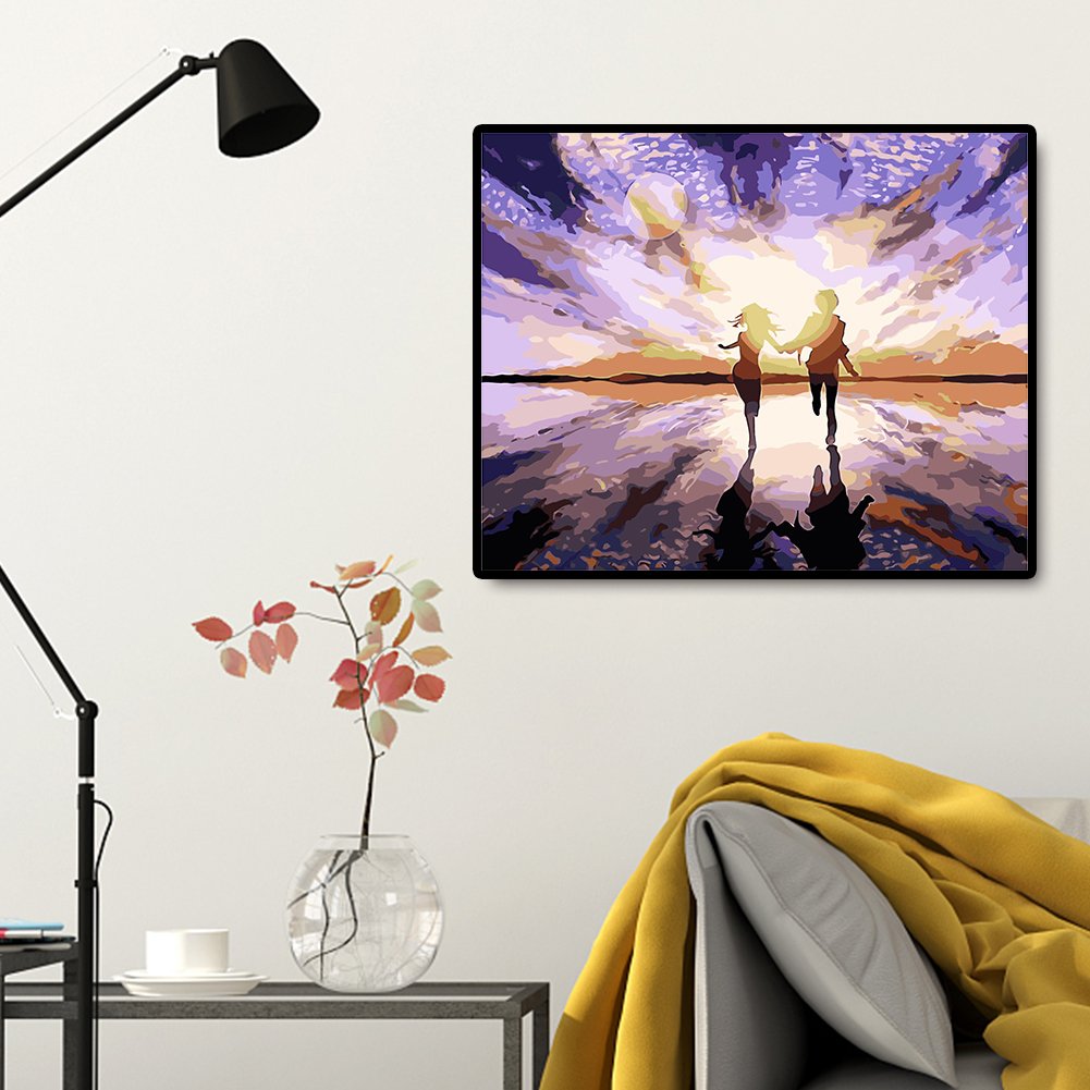 Paint By Number - Oil Painting - Running Couple (40*50cm)