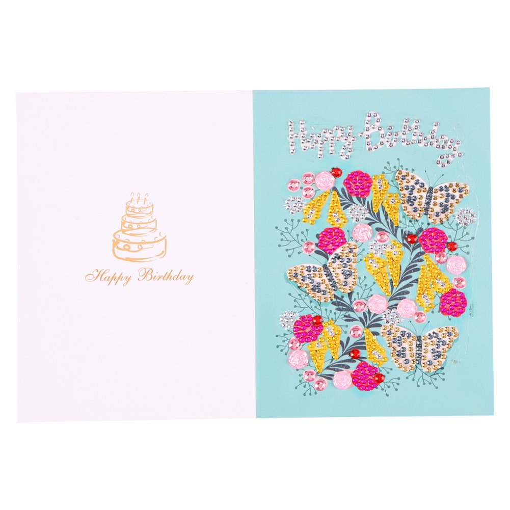 Butterfly DIY 5D Diamond Painting Happy Birthday Postcard