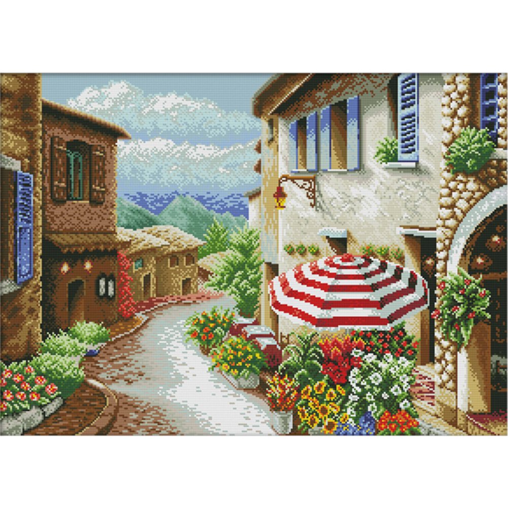 14ct Stamped Cross Stitch Street Scene (61*46cm)