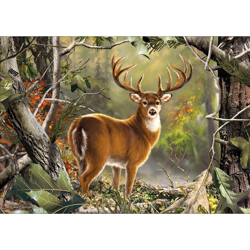 5D Diy Diamond Painting Kit Full Round Beads Deer in Forest