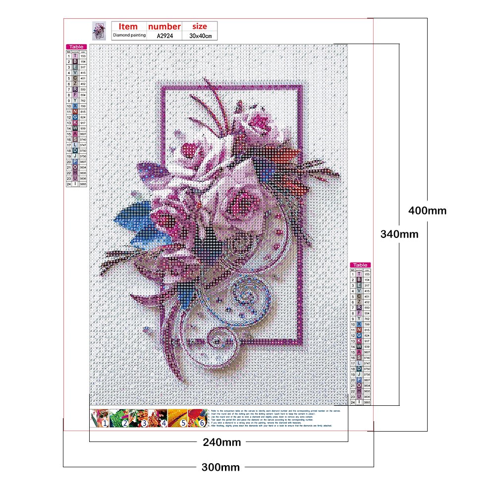 Pintura Diamante - Redondo Completo -Flor A