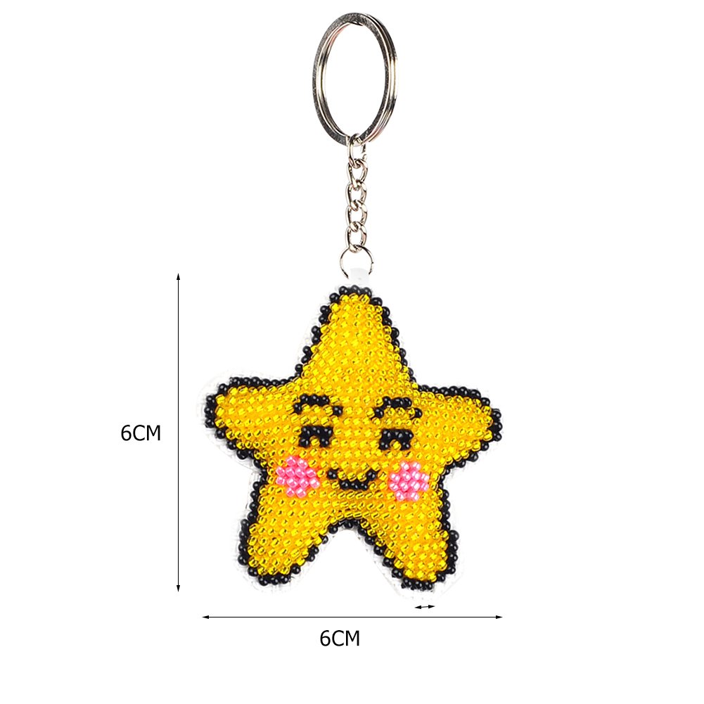 Stamped Beads Cross Stitch Keychain Cute Star