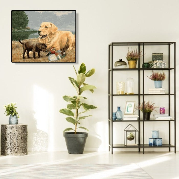 Dog Hand Painted Acrylic Canvas Modern Wall Art Craft