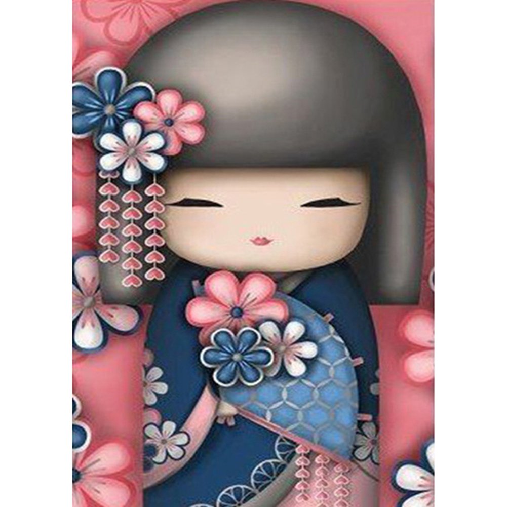 5D DIY Diamond Painting Kit Full Round Drill Kokeshi Doll