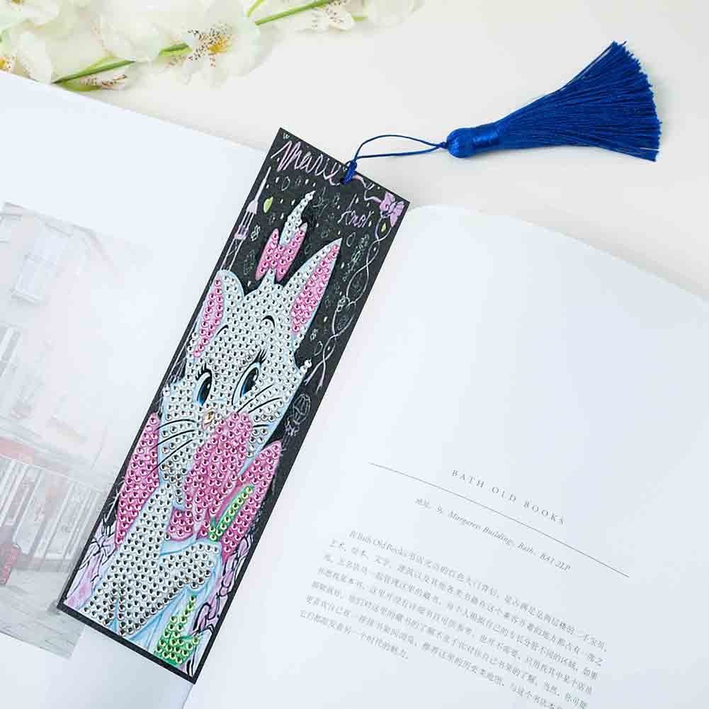 Tassel Page marker Special Shape Diamond Painting Cat Bookmark