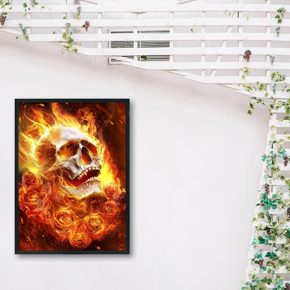5D DIY Diamond Painting Kit - Full Round - Fire Skull