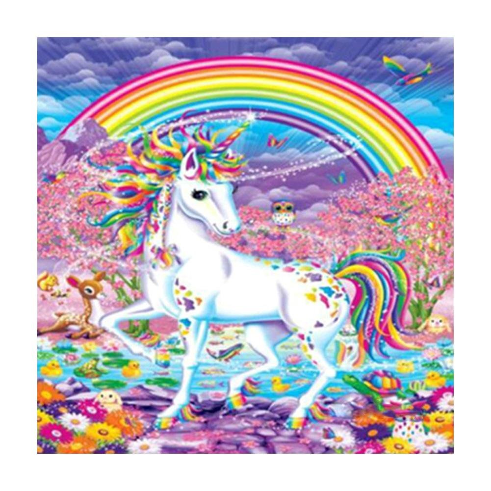 Diamond Painting - Full Round - Rainbow White Unicorn