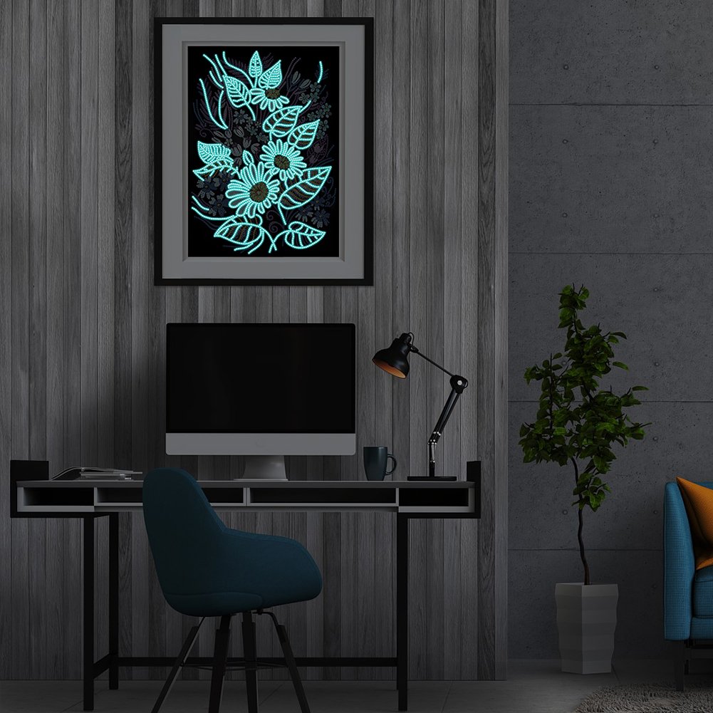 Pintura Diamante Luminoso - Redondo Completo - Flor