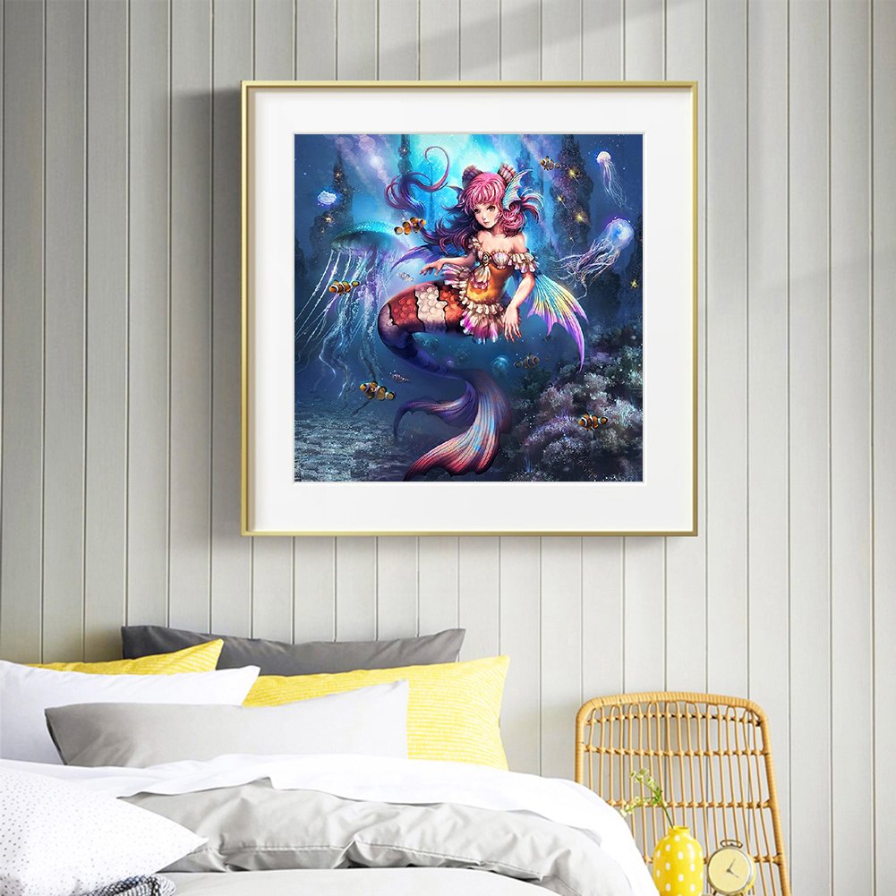 Pintura Diamante - Rodada Completa - Menina Sereia
