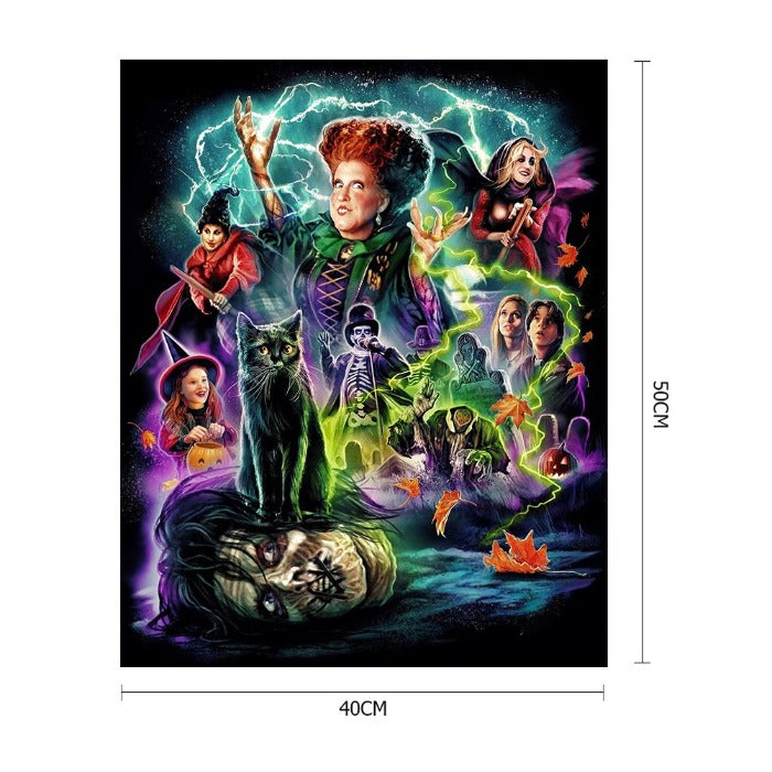 DIY Crazy Witch Hand Painted Canvas Picture Craft Kit Gift Home Living Room Decoration
