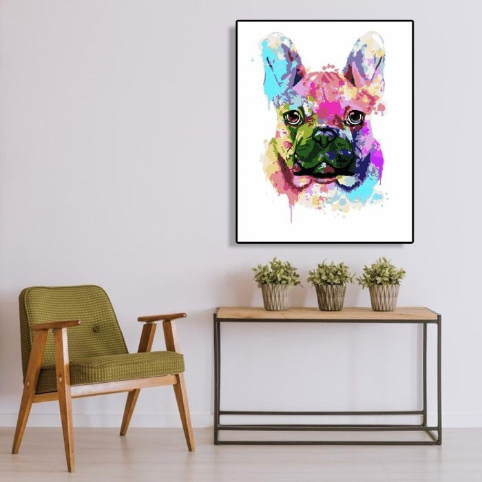 Painting By Numbers Kit DIY Colorful Dog Hand Painted Canvas Oil Art Picture