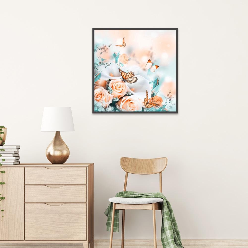 Diamond Painting - Full Round - Flower Butterfly A