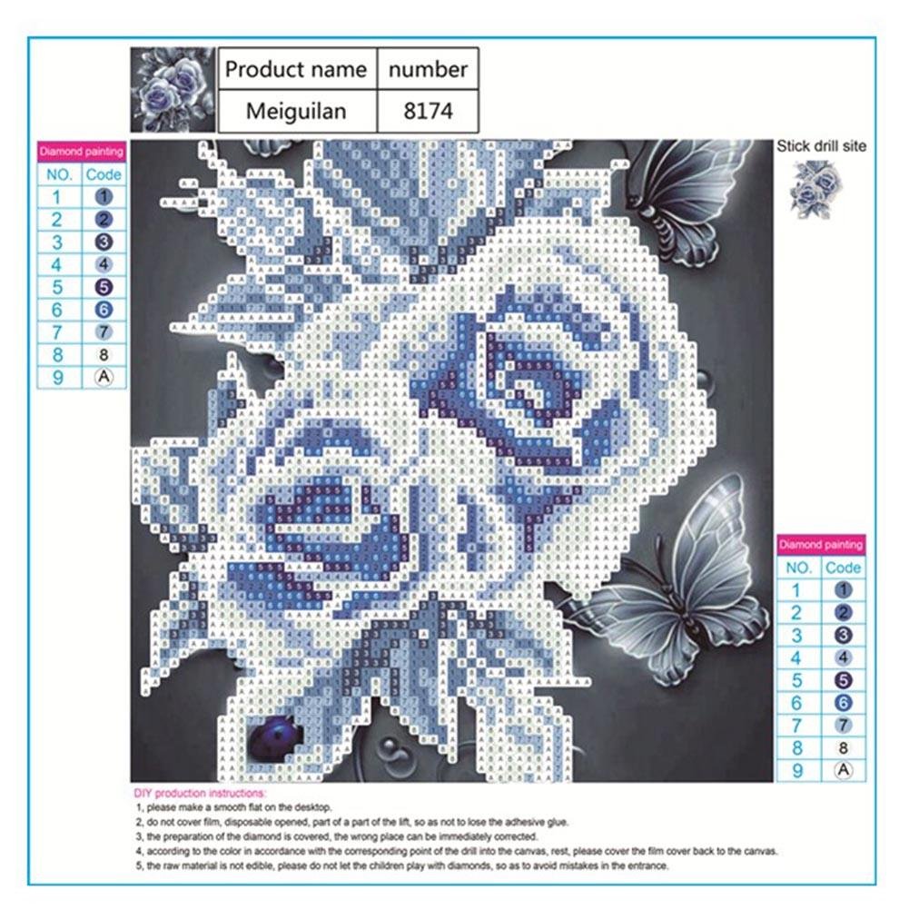 Diamond Painting - Partial Round - Blue Flower