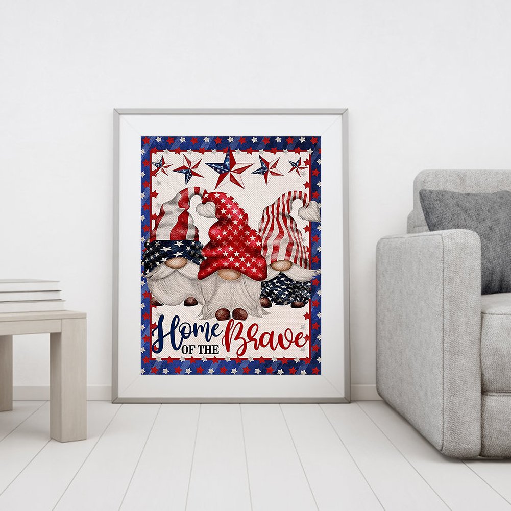 Ponto cruz estampado 11ct - Gnomo do Dia da Independência (40*50cm)