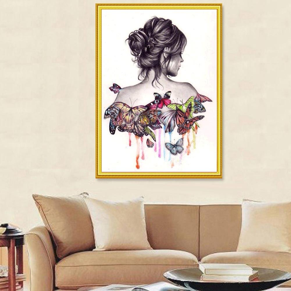 Diamond Painting - Partial Round - Butterfly Beauty Girl