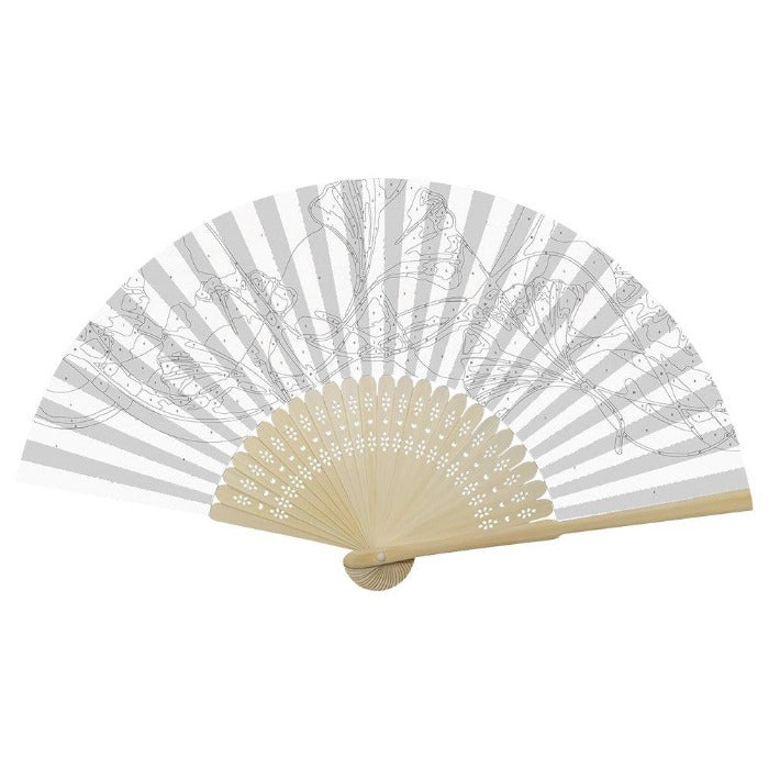 DIY Oil Paint By Number Folding Fan Art Craft Ginkgo Leaf