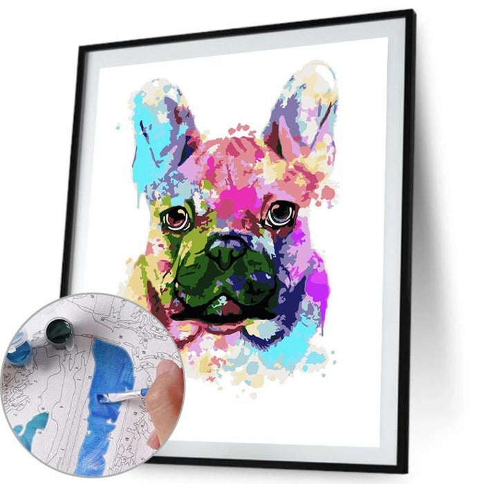 Painting By Numbers Kit DIY Colorful Dog Hand Painted Canvas Oil Art Picture