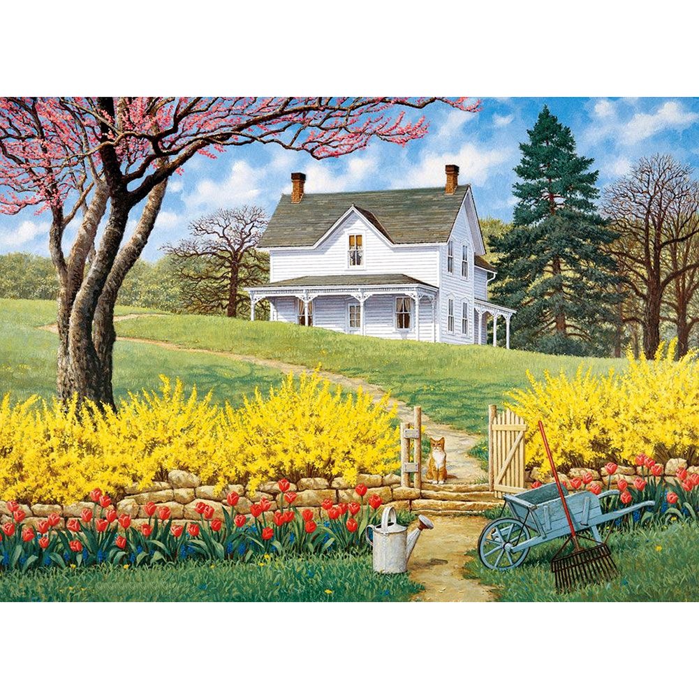 5D Diy Diamond Painting Kit Full Round Beads House