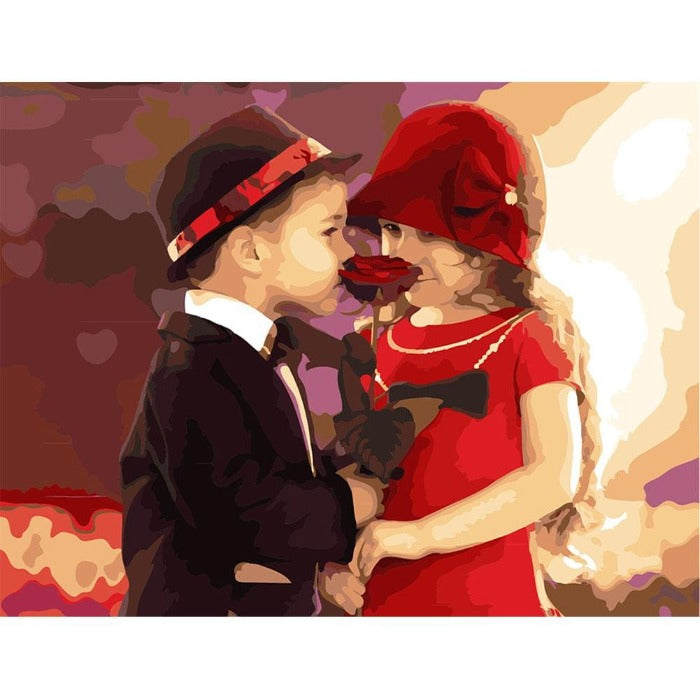 Painting By Numbers Kit DIY Flower Children Hand Painted Canvas Oil Art Picture Craft Home Wall