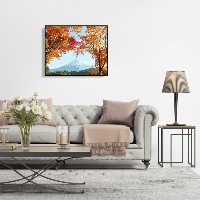 Painting By Numbers Kit DIY Far Mountain Hand Painted Canvas Home Wall Decor