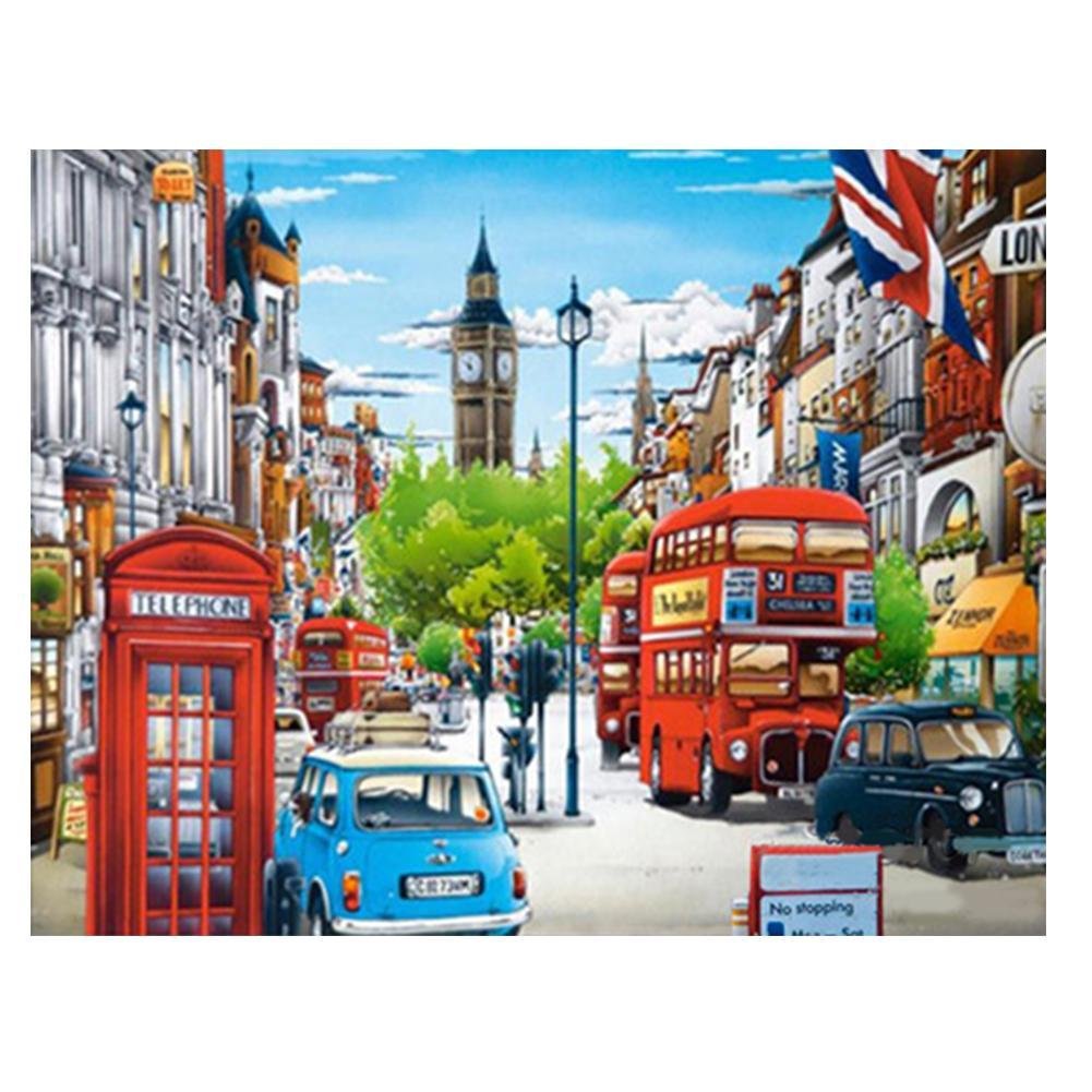 5D DIY Diamond Painting Kit - Partial Round - Street Crowed View