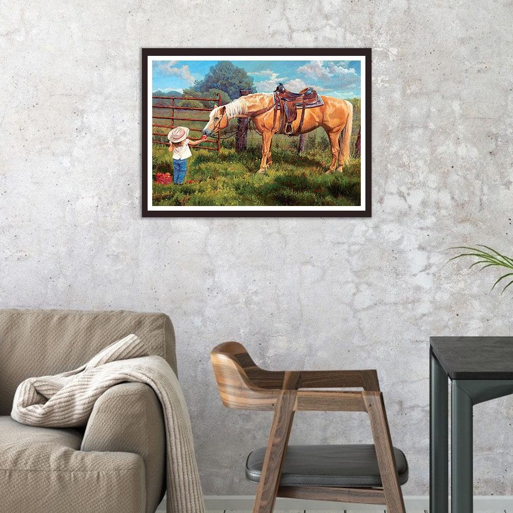 Diamond Painting - Full Round - Feeding Horse