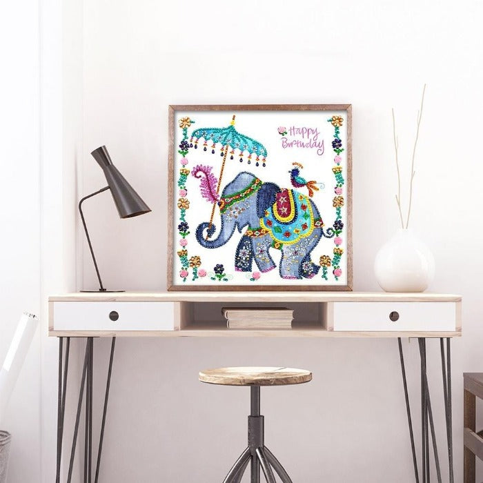Elephant 5D Diamond Painting (Part Drill) Material: Rhinestone + Canvas