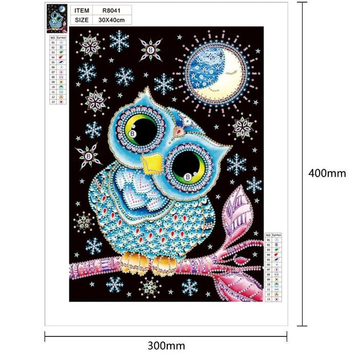 Mid Night DIY 5D Crystal Rhinestone Diamond Painting Kit Owl