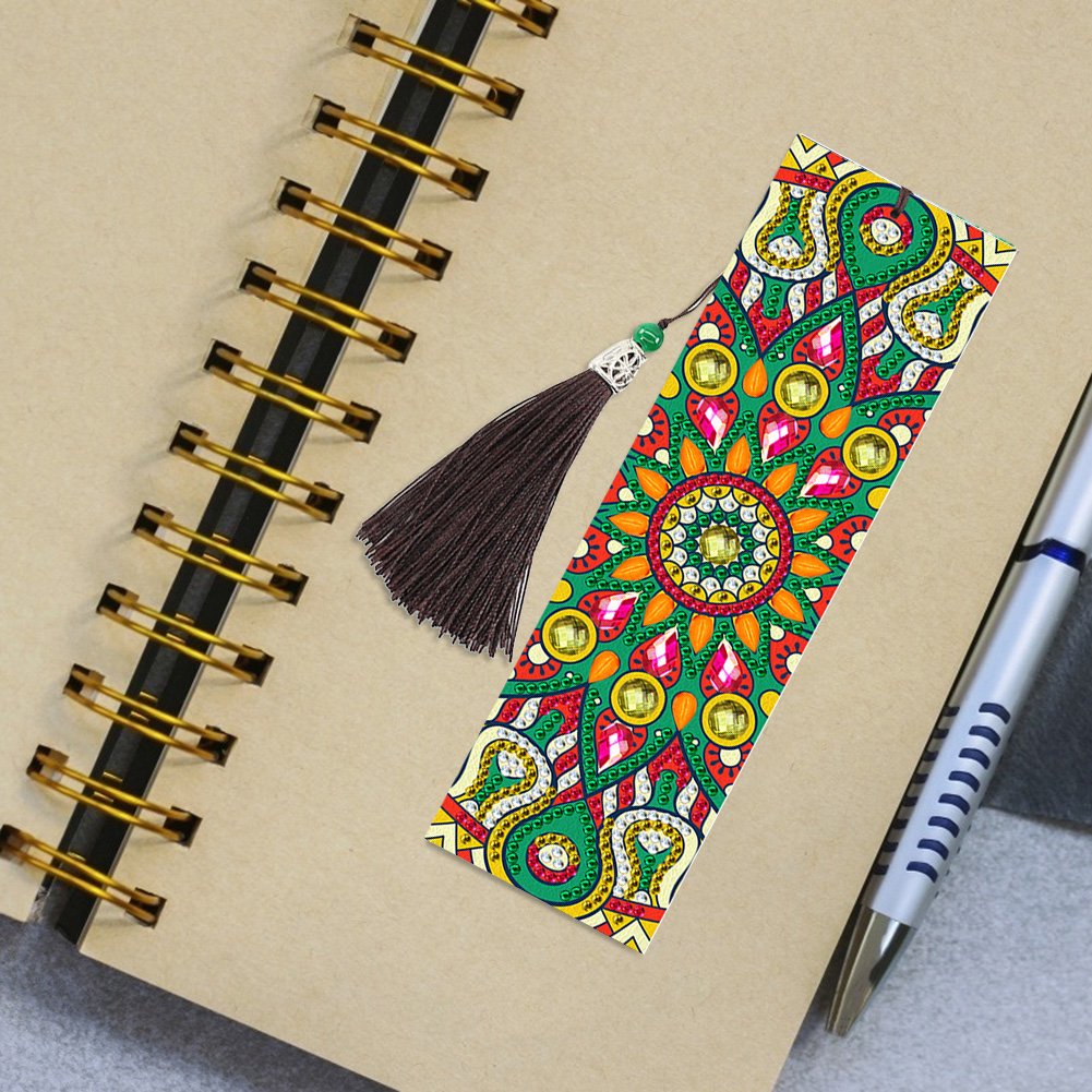 2pcs Diamond Painting Leather Tassel Mandala Bookmarks DIY Special Shaped