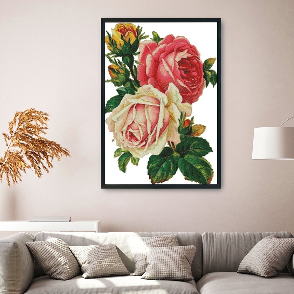 14ct Estampado Ponto Cruz - Flor (49*63cm)