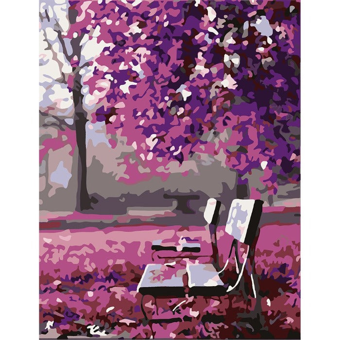 Oil Painting By Numbers Kits Chair under Tree Picture Drawing Acrylic Canvas