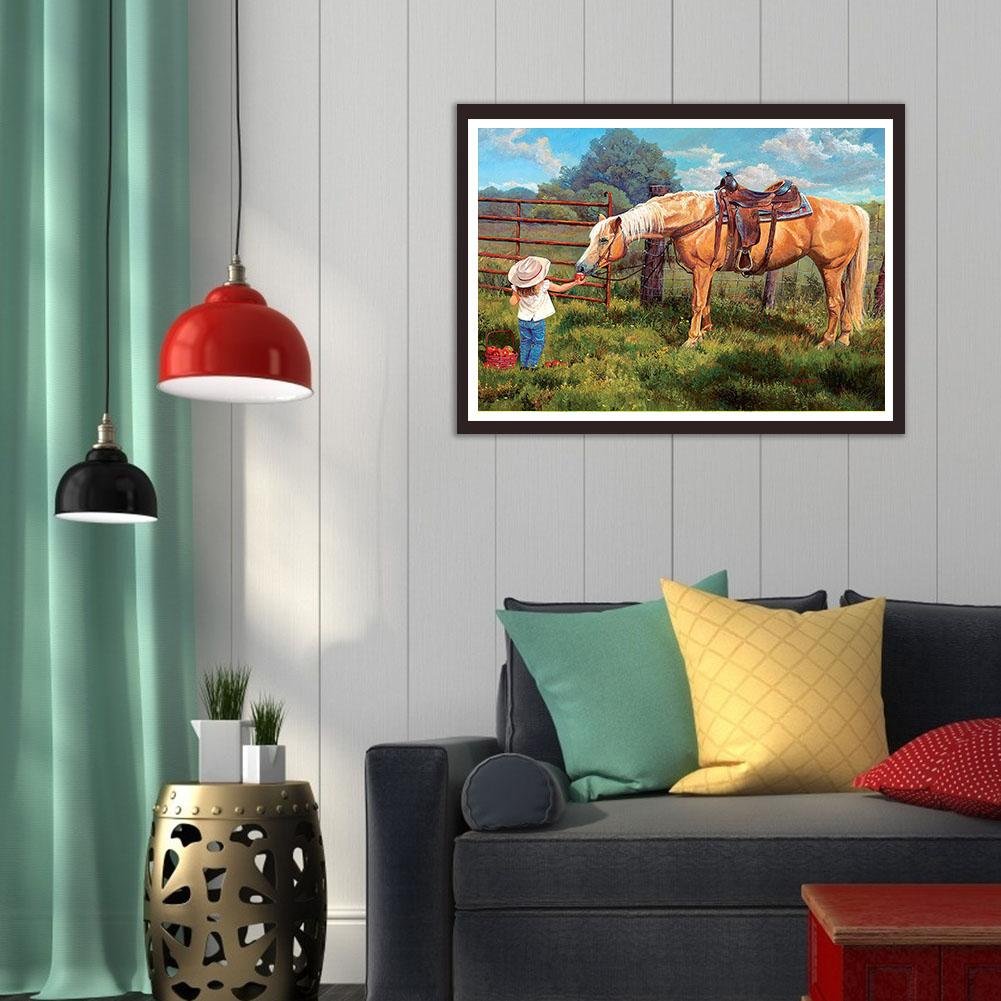Diamond Painting - Full Round - Feeding Horse